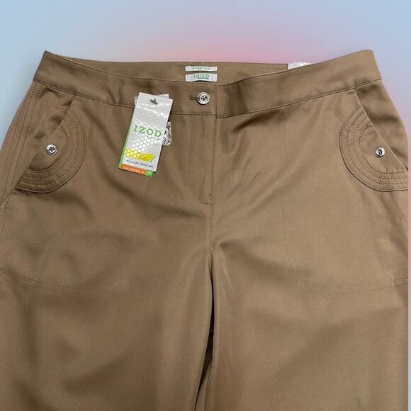 IZOD XFG GOLF Women’s 8 Stretch Tan Performance Pant - Picture 1 of 4